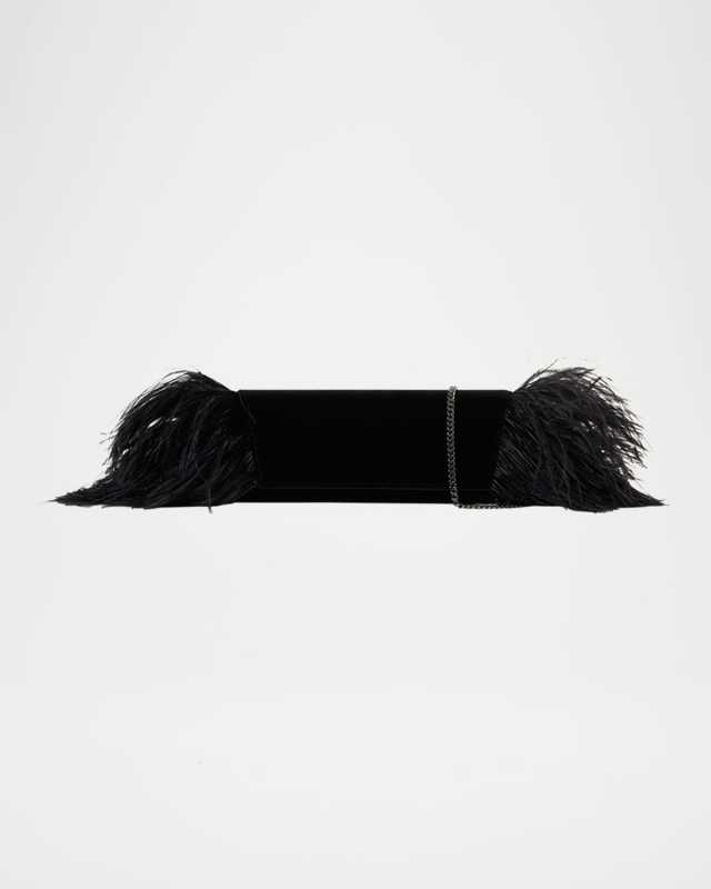 Anouk Small Clutch Bag with Feather Trim